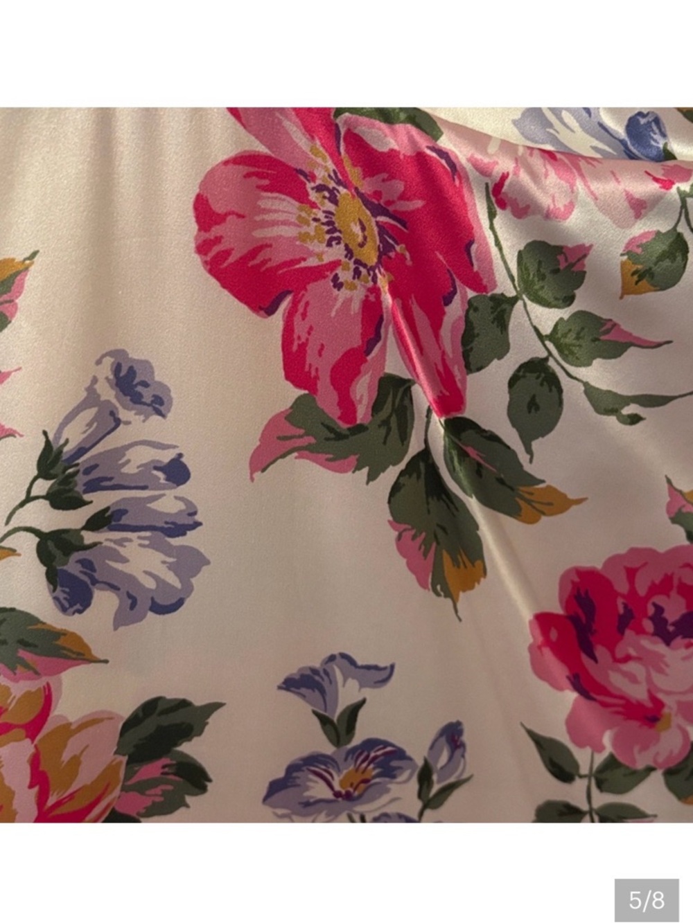Reformation 12 Floral Satin Slip Dress White and Pink Flowers Silk Off Shoulder - Picture 5 of 8